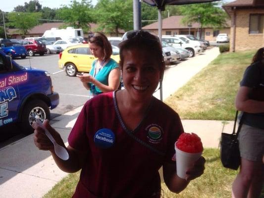 Here is a Shiela enjoying shaved ice at one of our end of school year parties.  