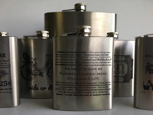 A collection of flasks that Aaron and his company produced. Love the quality of work.