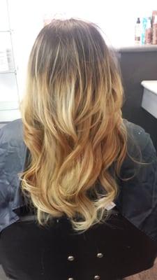 Brown to blonde ombre