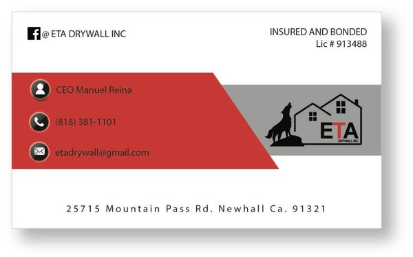 ETA Drywall Business Card