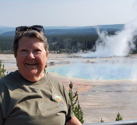 Barb in Yellow at Grand Prismatic Hot Spring 2021