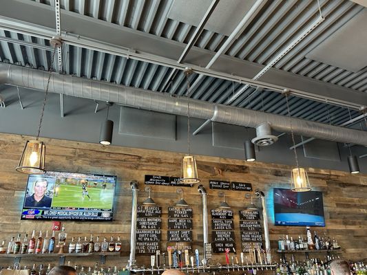 Bar area with current draft beer choices