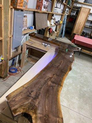 Live edge black walnut bar-top, this piece I did for a customer