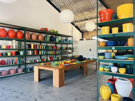 Showroom filled with ceramics.