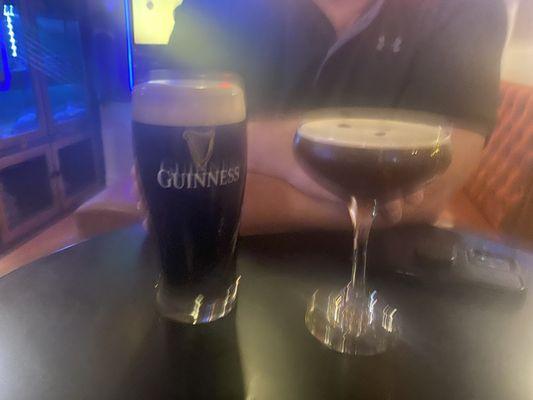 Excellent Guinness and an expresso martini!