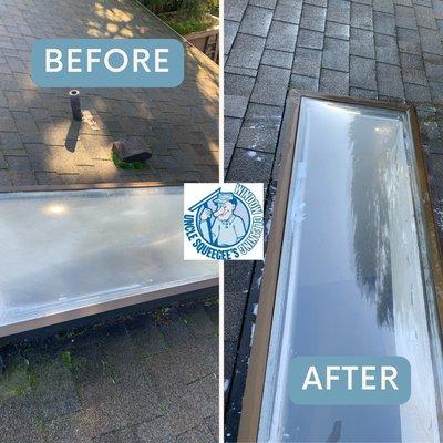 Before and after skylight window cleaning