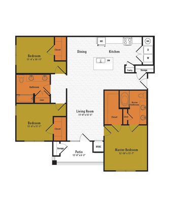 Three Bedroom Apartment Home- 1441 sq ft