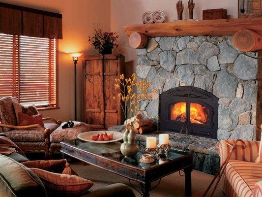 Wood burning?  You bet!  Energy efficient EPA certified wood fireplaces for every home!