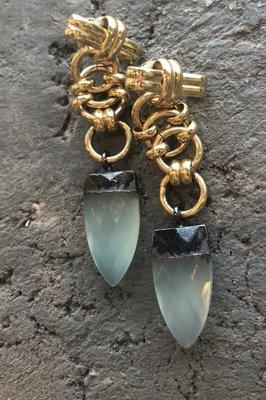 Gold and chalcedony earrings