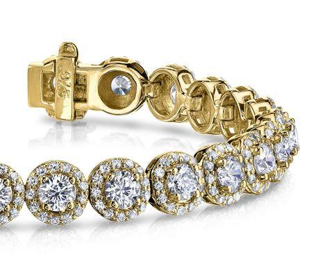 Round Halo Diamond Bracelet In Yellow Gold White Gold And Platinum