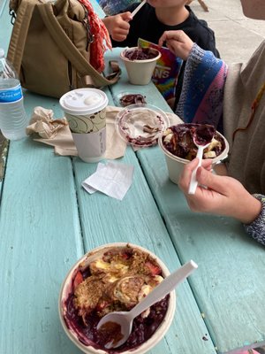 3 tiny bowl one with just Nutella $46 dollar absolutely pathetic nothing no fruit no topping