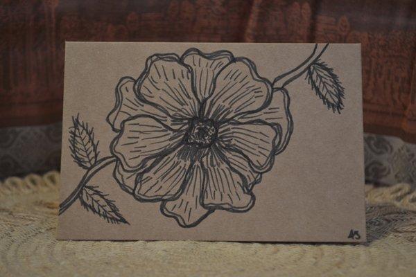 Blank inside flower hand-drawn card