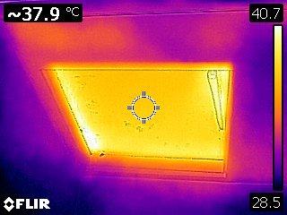 Missing insulation on the attic access hatch.