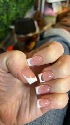 $90 baby mani/pedi short french tips