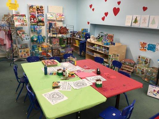 The second floor of Not Just Paper is the perfect place for kids to get creative!