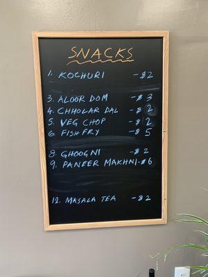 Snack Menu