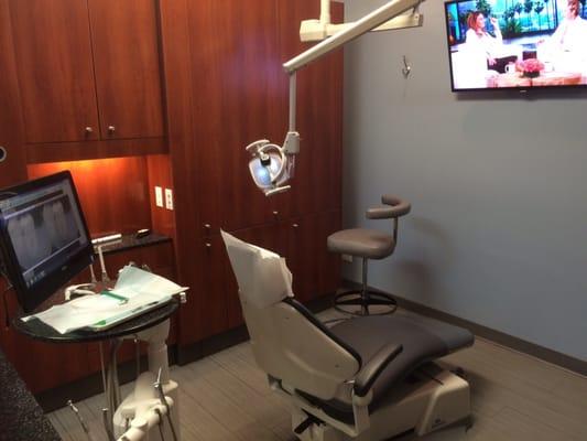 A dental cubicle complete with flat screen TV