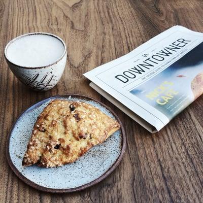 Chai and milk and a scone