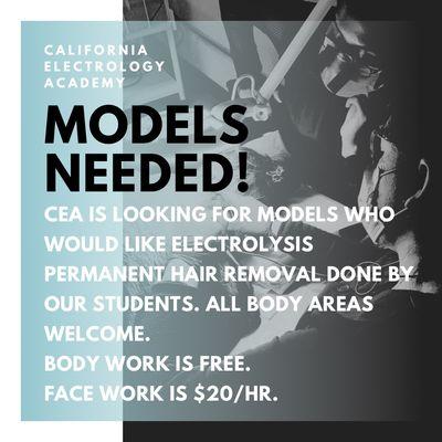 Models are constantly needed for our students to work on. If you are interested call us today to book your appointment!