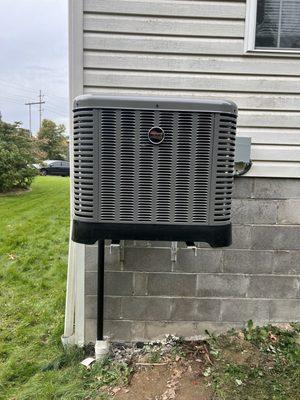 A/C unit and they put it on brackets on the house to prevent any possible sinking from the slab that was there.