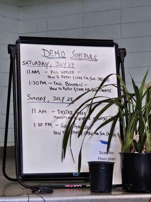 July 2024 Orchids in the Park demo schedule