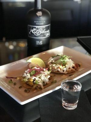 Guero Wednesdays! Two Vegan Tostadas and a shot of Mezcal for 14 bucks! Salud!