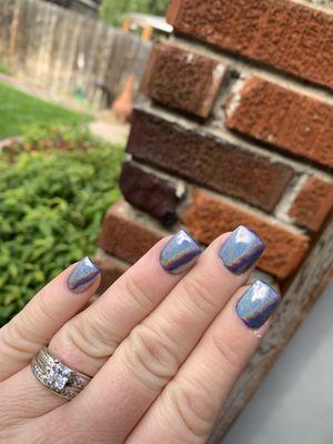 This nail color is awesome! My nail tech suggested it when I asked for metallic. This is way better than what I had planned when I went in!