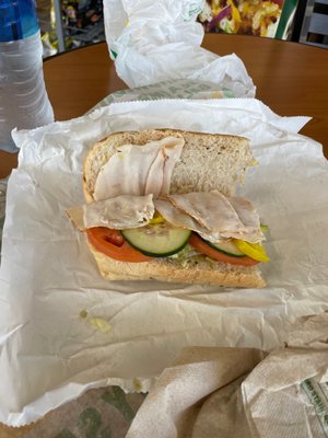 Turkey sub with very little turkey.