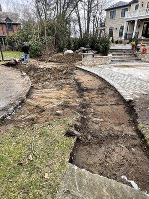 Sidewalk and apron excavation