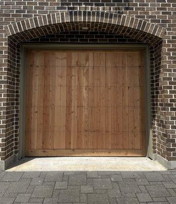 CUSTOM WOOD DOOR BUILT AND INSTALLED BY  SENTRY GARAGE DOORS