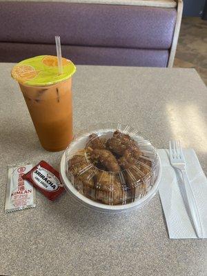 Thai tea and bowl (chow mein & orange chicken)!!