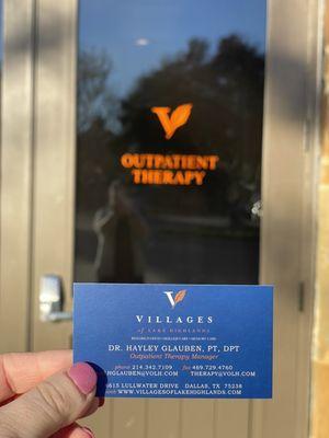 Front door, PTs business card