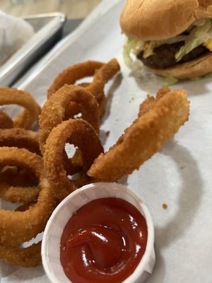 Onion rings.  And regular burger.