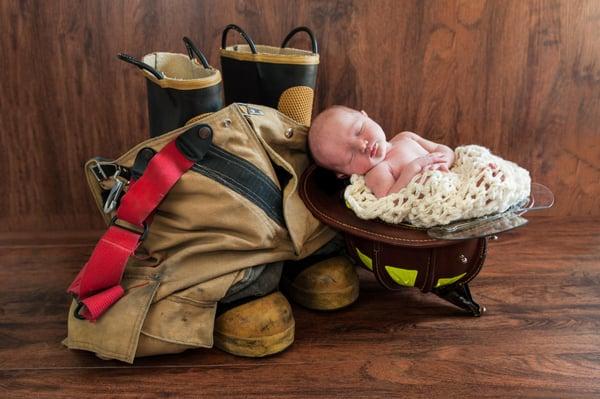 Newborn firefighter photography