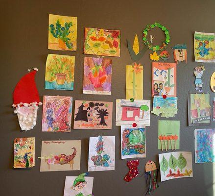 One of my student's virtual class art wall. Send by child's parent.