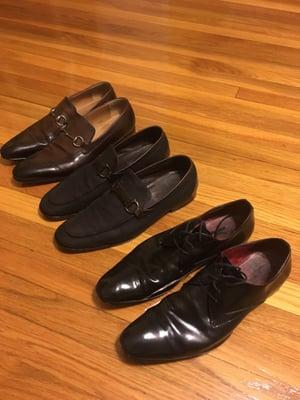 Gucci, Salvatore Ferragamo, and Aldo dress shoes.