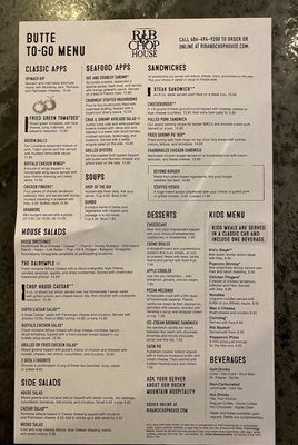 To Go Menu