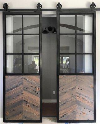 Custom wood and steel interior doors