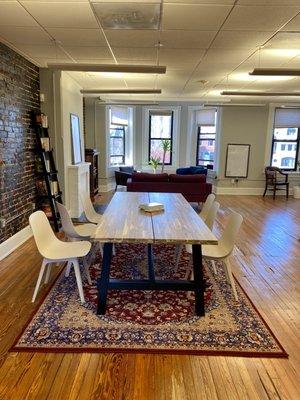 We have a large space for workshops, events, meetings, or just hanging out.