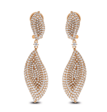 Fall Diamond Earrings in Rose Gold by Beauvince