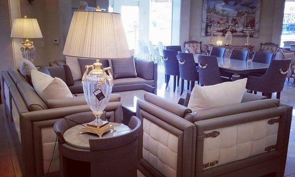 New Arrivals! This is a beautiful soft leather Italian Sofa Set. You wont believe the details.