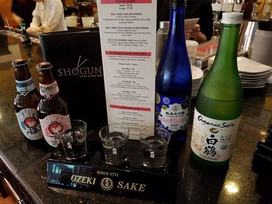 Recently introduced new sake selection flights by the glass. Our curated sake selection rotates every few months.