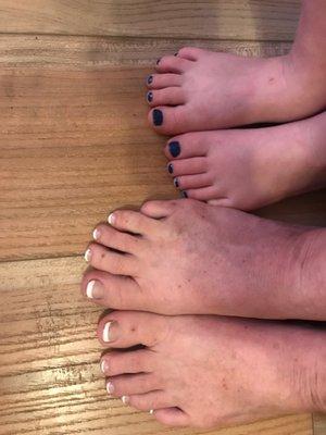 Regular pedicure and gel polish pedicure