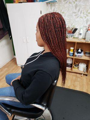 Hot sexy red Senegalese twist.