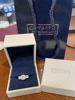 Govberg reset my diamond into a beautiful 3 stone setting!