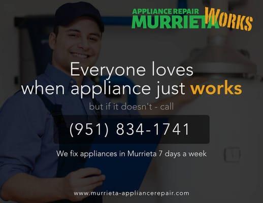 http://www.murrieta-appliancerepair.com
 We Fix Appliances in Murrieta 7 Days a Week