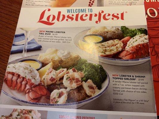 Lobsterfest menu 2023