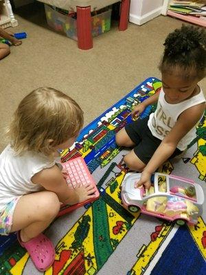 Students learn socialization skills while they play.