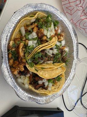 Asada and pastor tacos