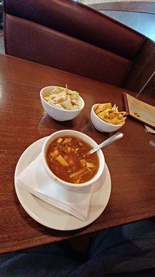 Hot & Sour Soup, Ginger Salad, "Crunchies"